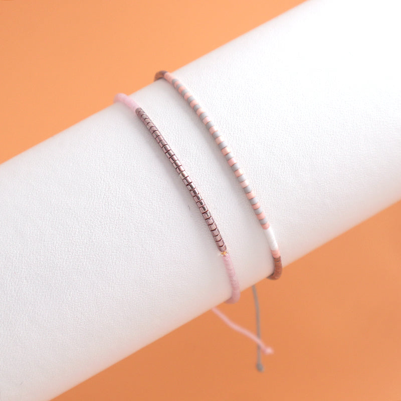 Purple Pink Ladies Jewelry Gift New Adjustable Trendy Manufacture Factory Custom Handmade Braided Woven Macrame Miyuki Bracelet