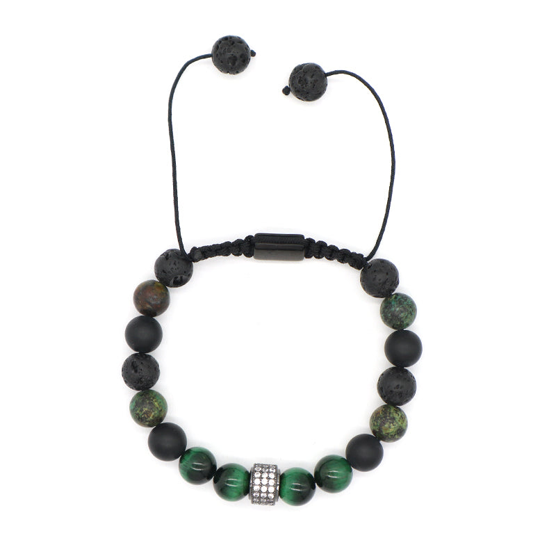 Fashionable Jewelry Wholesale Customized Ajustable CZ Handmade 8mm Stone Beads Natural Stone Woven Macrame Knots Bracelet