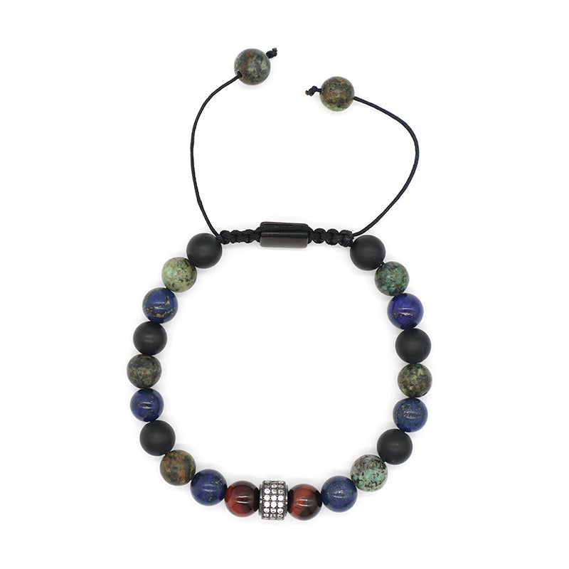 Ajustable Handmade Wholesale Custom Fashion Jewelry CZ 8mm Stone Beads Natural Stone Woven Macrame Knots Bracelet For Men Women
