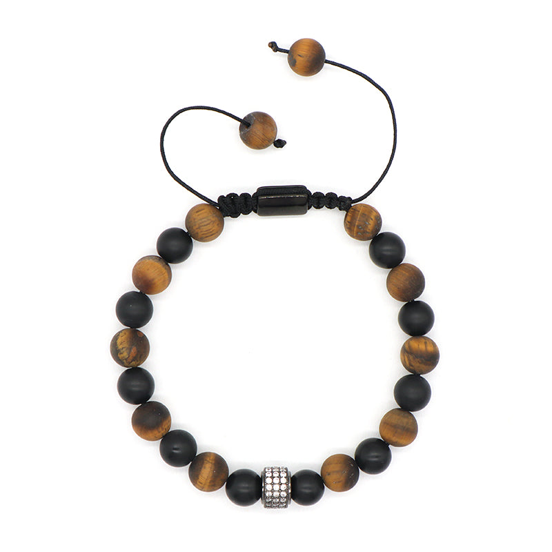 Ajustable Handmade Wholesale Custom Fashion Jewelry CZ 8mm Stone Beads Natural Stone Woven Macrame Knots Bracelet For Men Women