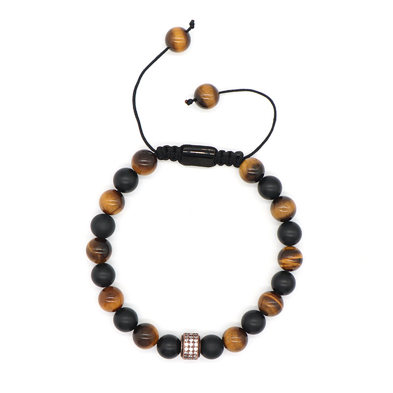 Ajustable Handmade Wholesale Custom Fashion Jewelry CZ 8mm Stone Beads Natural Stone Woven Macrame Knots Bracelet For Men Women