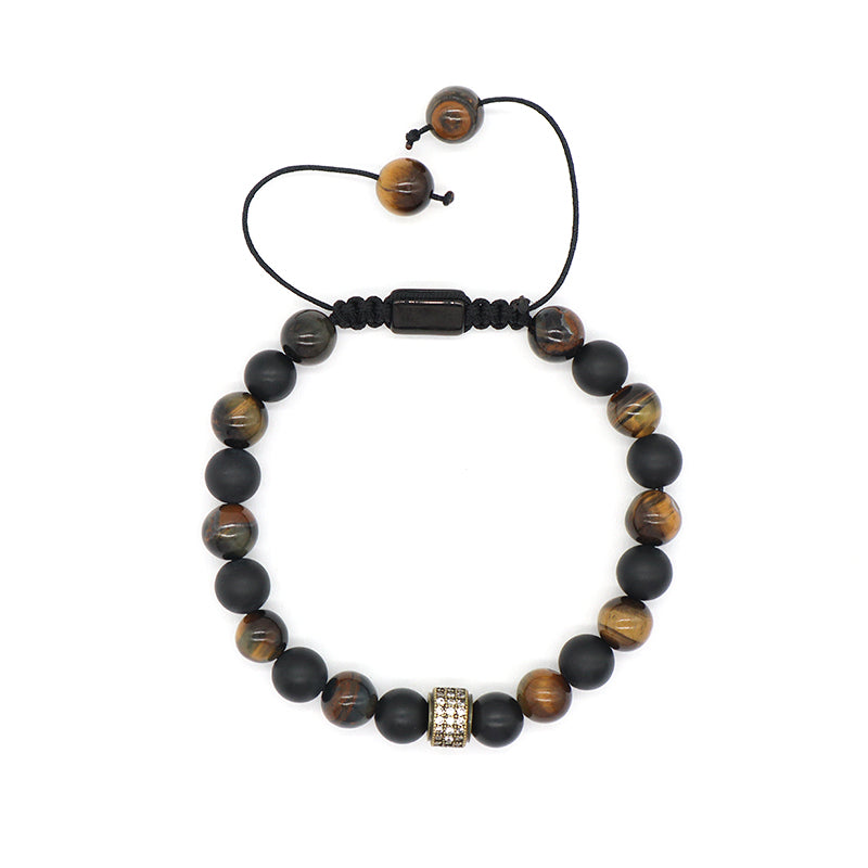 Ajustable Handmade Wholesale Custom Fashion Jewelry CZ 8mm Stone Beads Natural Stone Woven Macrame Knots Bracelet For Men Women