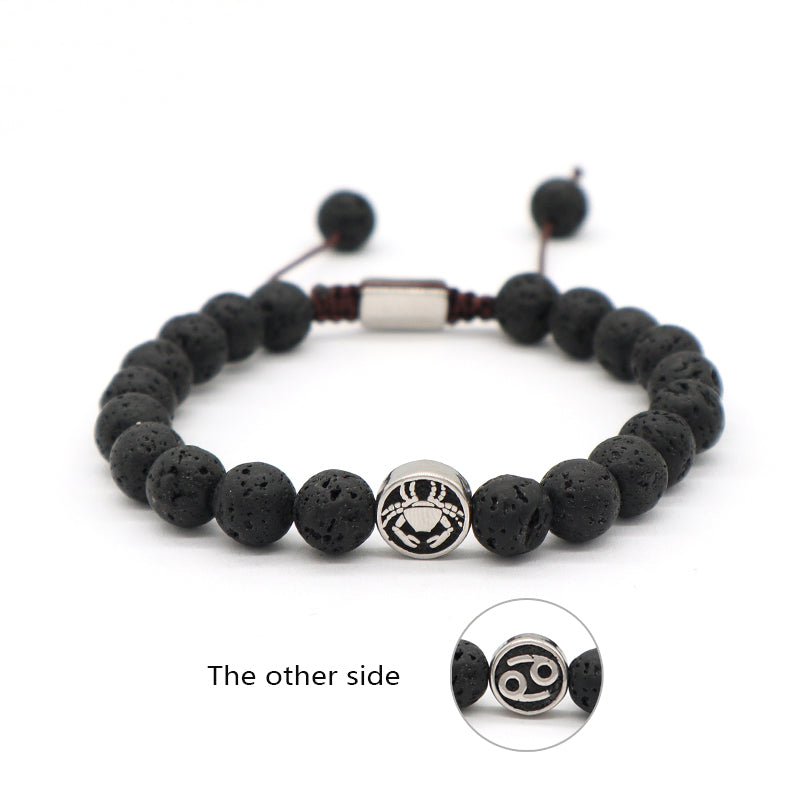 Custom Wholesale Women Men Yoga Ajustable Handmade 12 Constellations Stainless Steel Charm Macrame Knots Natural Stone Bracelet