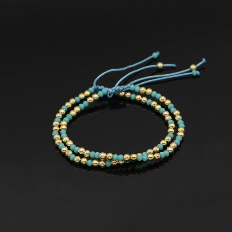 China Factory Manufacture Wholesale OEM Custom Women Jewelry Ajustable Handmade Gold Plated 4mm Glass Crystal Beaded Bracelet
