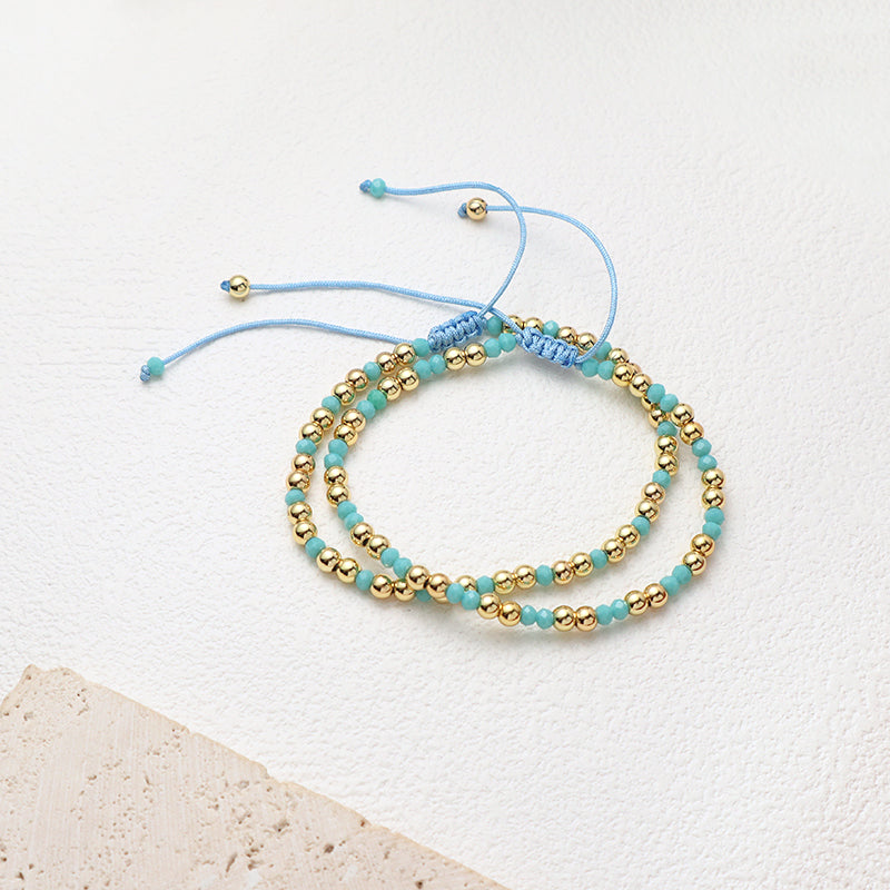 China Factory Manufacture Wholesale OEM Custom Women Jewelry Ajustable Handmade Gold Plated 4mm Glass Crystal Beaded Bracelet
