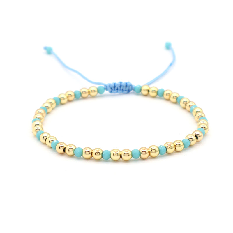 China Factory Manufacture Wholesale OEM Custom Women Jewelry Ajustable Handmade Gold Plated 4mm Glass Crystal Beaded Bracelet