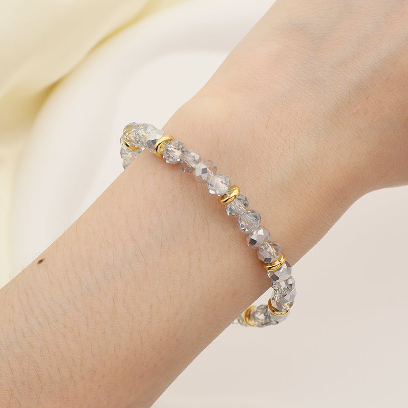 Wholesale Custom China Factory OEM Handmade Jewelry Gold Plated Charm Energy Stretch Glass Crystal Bracelet For Women Gift