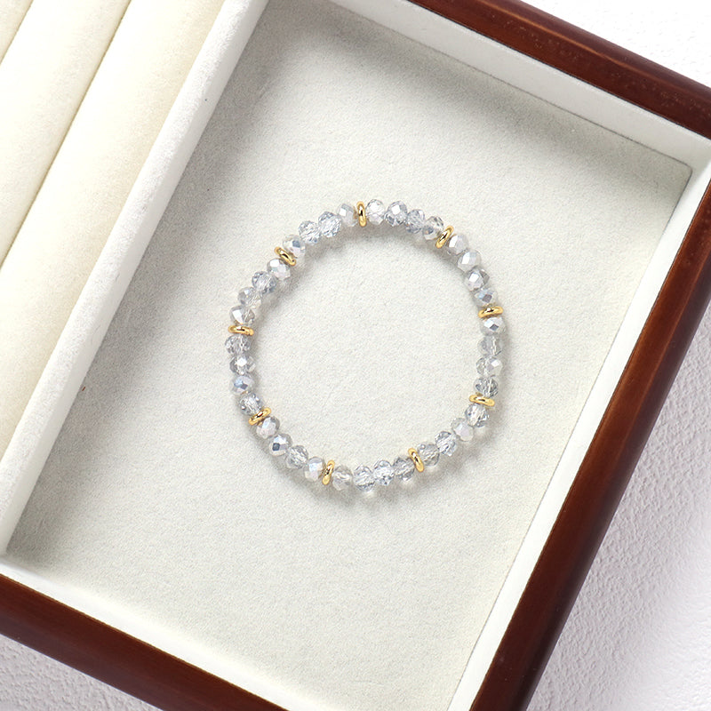 Wholesale Custom China Factory OEM Handmade Jewelry Gold Plated Charm Energy Stretch Glass Crystal Bracelet For Women Gift