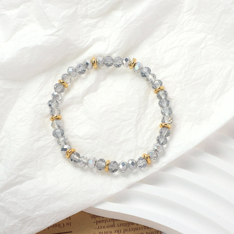 Wholesale Custom China Factory OEM Handmade Jewelry Gold Plated Charm Energy Stretch Glass Crystal Bracelet For Women Gift