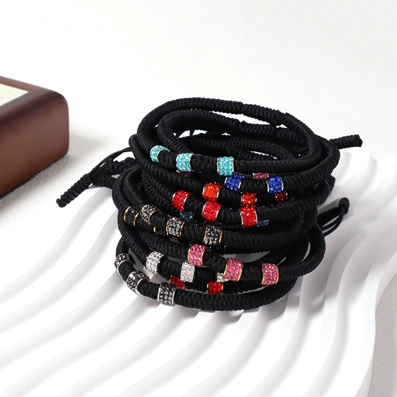 Friendship New Wholesale OEM Custom Jewelry CZ Stainless steel Connector Charm Ajustable Rope Handmade Woven Macrame Bracelet