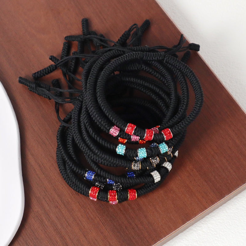 Friendship New Wholesale OEM Custom Jewelry CZ Stainless steel Connector Charm Ajustable Rope Handmade Woven Macrame Bracelet