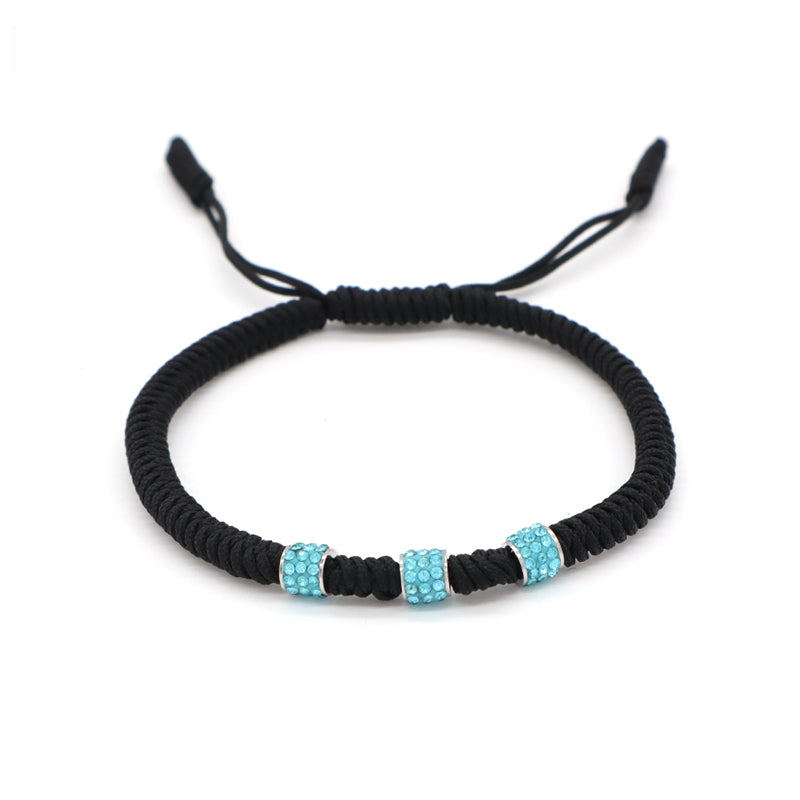 Friendship New Wholesale OEM Custom Jewelry CZ Stainless steel Connector Charm Ajustable Rope Handmade Woven Macrame Bracelet