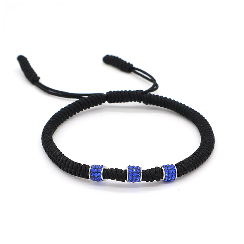 Friendship New Wholesale OEM Custom Jewelry CZ Stainless steel Connector Charm Ajustable Rope Handmade Woven Macrame Bracelet