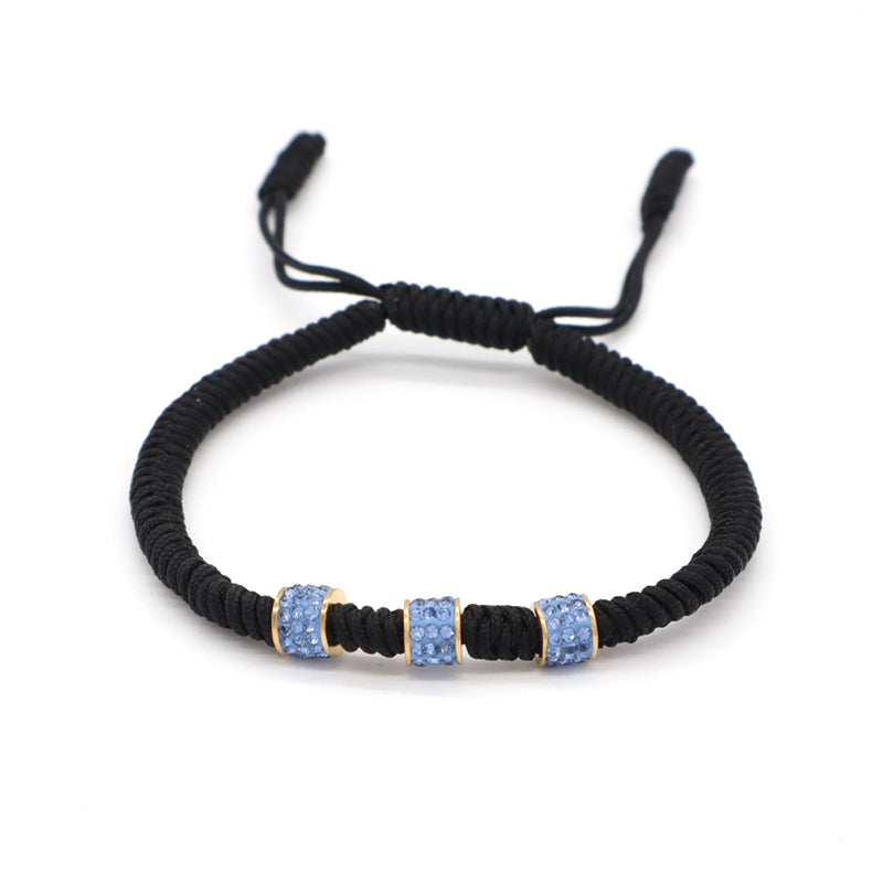 Friendship New Wholesale OEM Custom Jewelry CZ Stainless steel Connector Charm Ajustable Rope Handmade Woven Macrame Bracelet