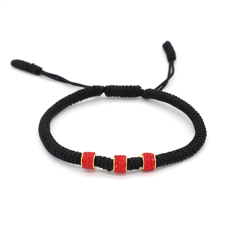 Friendship New Wholesale OEM Custom Jewelry CZ Stainless steel Connector Charm Ajustable Rope Handmade Woven Macrame Bracelet
