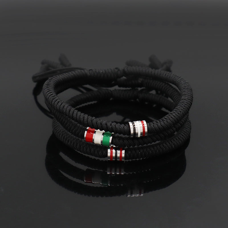 New Arrival OEM Custom Wholesale Jewelry Enamel Stainless Steel Charm Ajustable Rope Braided Handmade Woven Macrame Bracelet