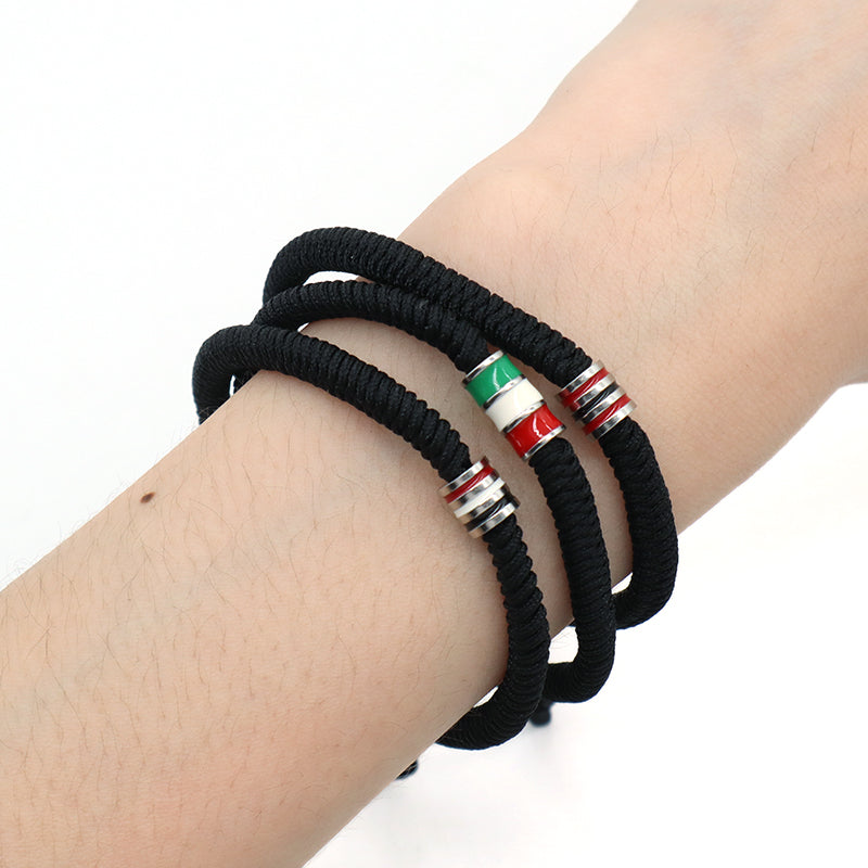 New Arrival OEM Custom Wholesale Jewelry Enamel Stainless Steel Charm Ajustable Rope Braided Handmade Woven Macrame Bracelet