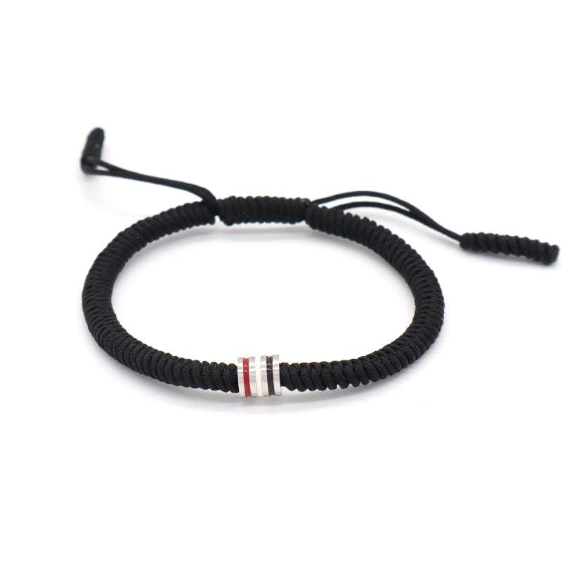 New Arrival OEM Custom Wholesale Jewelry Enamel Stainless Steel Charm Ajustable Rope Braided Handmade Woven Macrame Bracelet