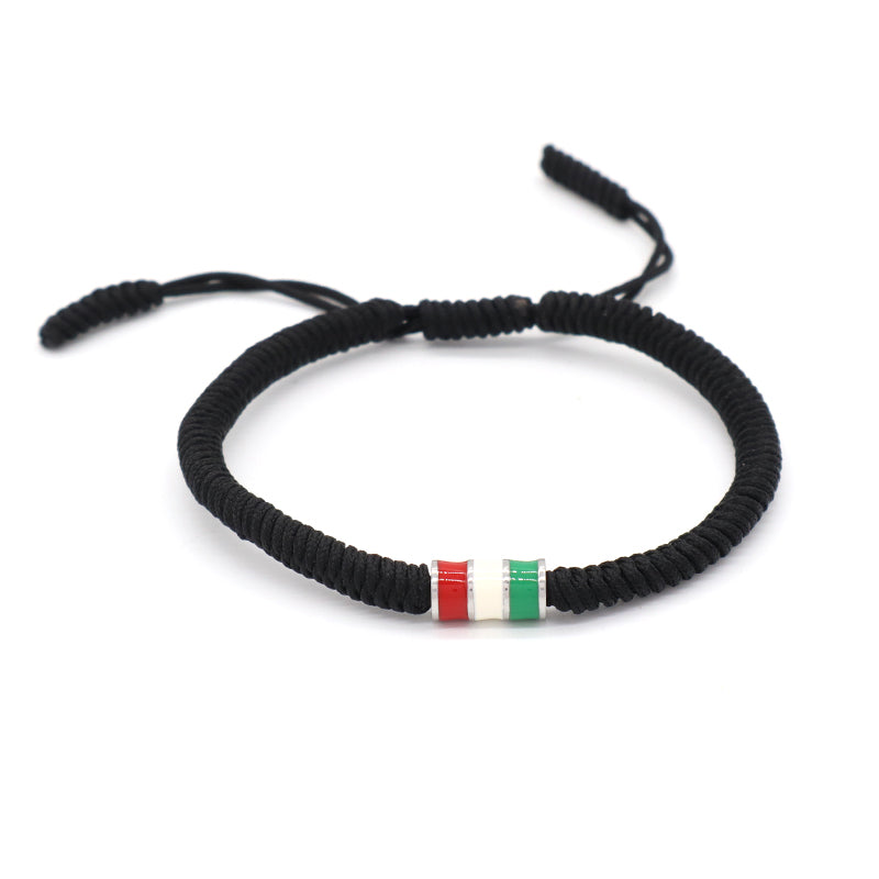 New Arrival OEM Custom Wholesale Jewelry Enamel Stainless Steel Charm Ajustable Rope Braided Handmade Woven Macrame Bracelet