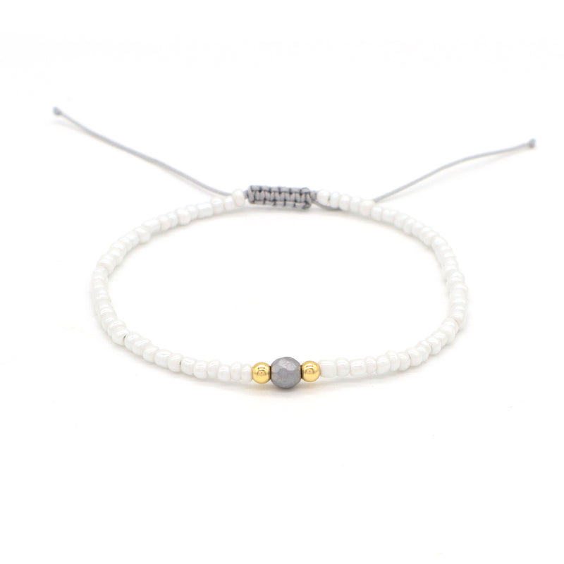 Hot Selling Customized OEM Jewelry Handmade Gold Plated Charm Woven Macrame Hematite White Seed Beads Bracelet For Women Gift
