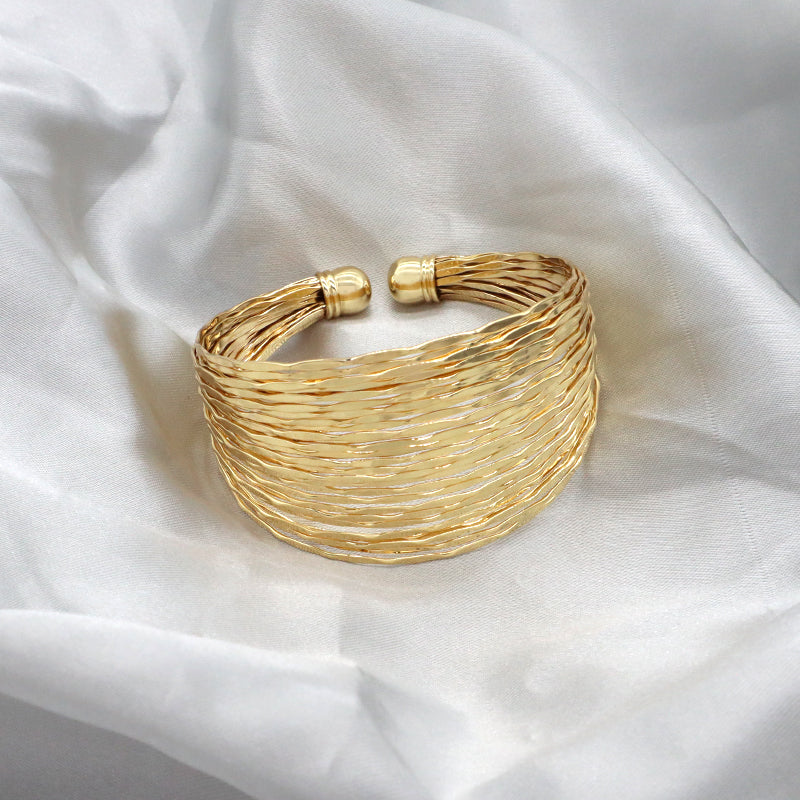 Wholesale Factory Custom Trendy Women Gift Ajustable Factory Manufacture Gold Plated CZ Cuff Bangle Bracelet