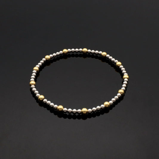 Classic Design Handmade Fashionable Women Jewelry Oem Custom Gift Rhodium Gold Plated Elastic Brass Beads Bracelet