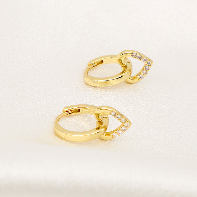 Trendy Small Gold Heart Earrings Jewelry Newest Wholesale Custom CZ Gold Plated Blue Enamel Heart Hoop Earrings For Women