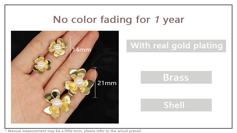 Wholesale Customized Fashion Dainty Trendy Small Gold Flower Earrings Jewelry Gold Plated Shell Flower Stud Earrings For Women