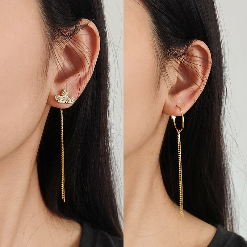 New Bulk Sale Fashion Custom Gold Drop Earrings Stud Hoop Earrings Jewelry Gold Plated CZ Long Tassel Earrings For Women