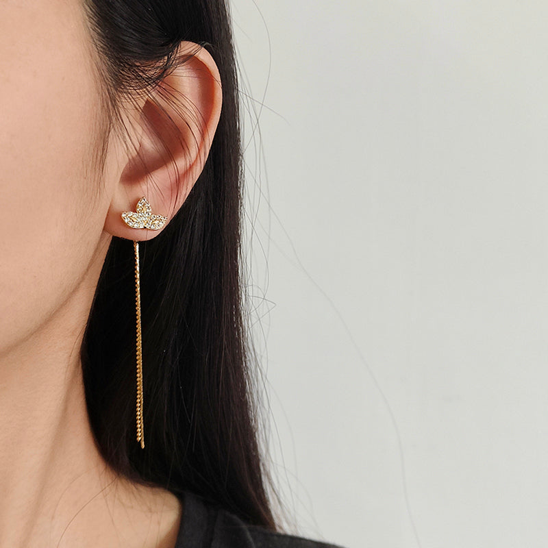 New Bulk Sale Fashion Custom Gold Drop Earrings Stud Hoop Earrings Jewelry Gold Plated CZ Long Tassel Earrings For Women