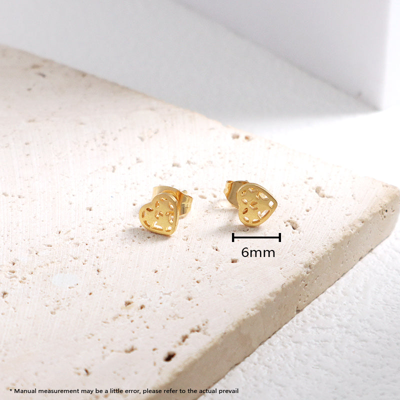 Wholesale Custom Factory Fashion Gift Heart Earring Jewelry Gold Plated Stainless Steel Heart Star Stud Earrings For Women Girl