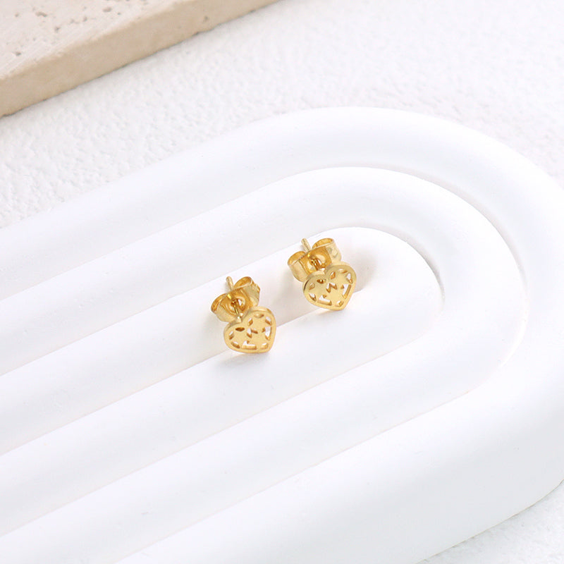 Wholesale Custom Factory Fashion Gift Heart Earring Jewelry Gold Plated Stainless Steel Heart Star Stud Earrings For Women Girl