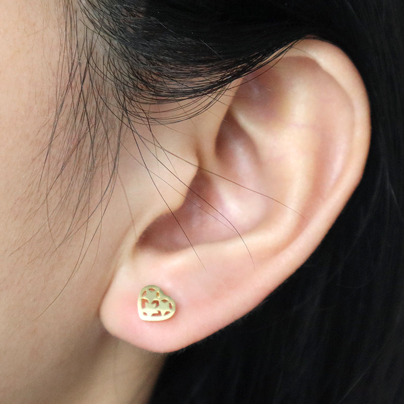 Wholesale Custom Factory Fashion Gift Heart Earring Jewelry Gold Plated Stainless Steel Heart Star Stud Earrings For Women Girl