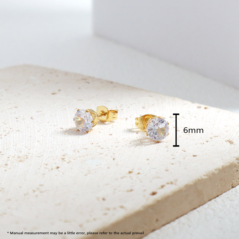 Classic Custom Wholesale Trendy Earring Stud Jewelry Gift Gold Plated Stainless Steel Glass Crystal Stud Earrings For Women