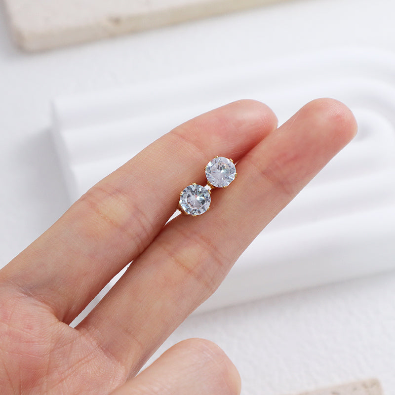 Classic Custom Wholesale Trendy Earring Stud Jewelry Gift Gold Plated Stainless Steel Glass Crystal Stud Earrings For Women