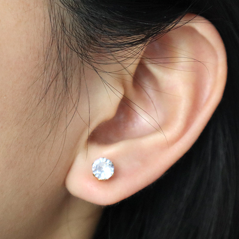 Classic Custom Wholesale Trendy Earring Stud Jewelry Gift Gold Plated Stainless Steel Glass Crystal Stud Earrings For Women