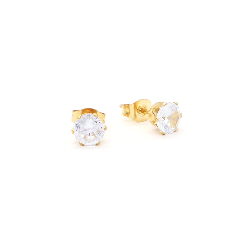 Classic Custom Wholesale Trendy Earring Stud Jewelry Gift Gold Plated Stainless Steel Glass Crystal Stud Earrings For Women