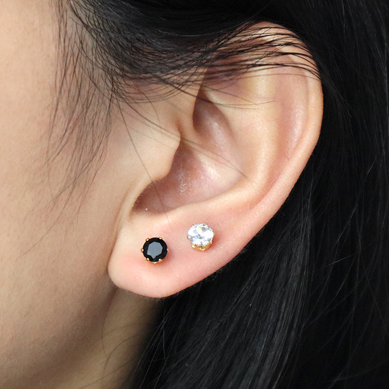 Classic Design Wholesale Custom Dainty Red Pink Blue Black Gold Plated Stainless Steel Glass Crystal Stud Earrings For Women