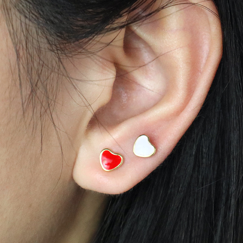 Custom Dainty Wholesale Love Heart Earrings Stud Jewelry Gold Plated Stainless Steel Enamel Heart Stud Earrings For Women Gift