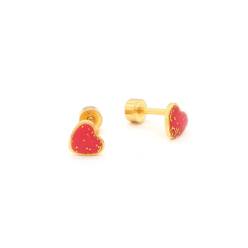 Heart Shape Earrings Stud Jewelry Custom Wholesale Gold Plated Stainless Steel Enamel Love Heart Stud Earrings For Women Gift