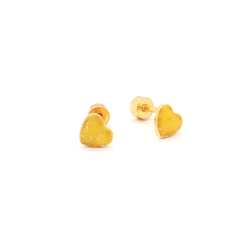 Heart Shape Earrings Stud Jewelry Custom Wholesale Gold Plated Stainless Steel Enamel Love Heart Stud Earrings For Women Gift