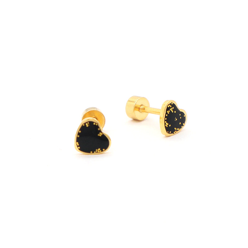 Heart Shape Earrings Stud Jewelry Custom Wholesale Gold Plated Stainless Steel Enamel Love Heart Stud Earrings For Women Gift