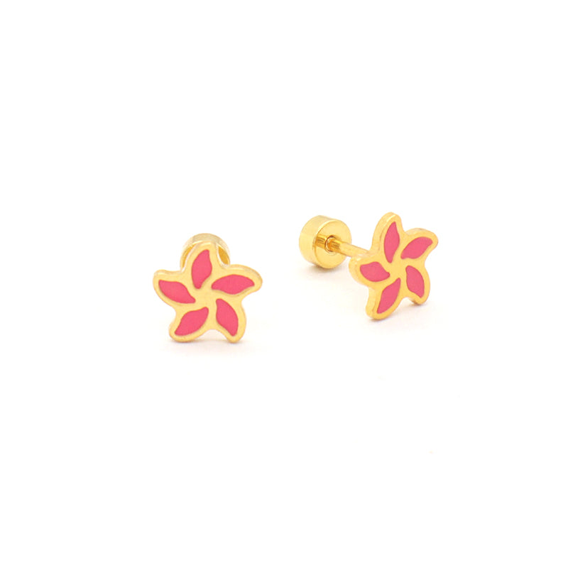 Fashionable Custom Wholesale Flower Earrings Stud Jewelry Women Gift Gold Plated Enamel Flower Stainless Steel Stud Earrings