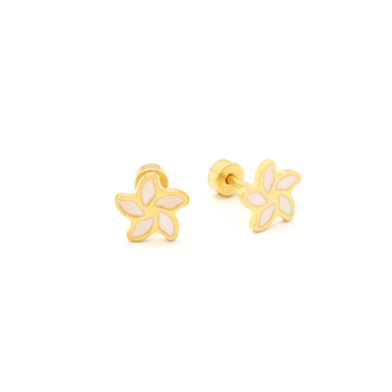 Fashionable Custom Wholesale Flower Earrings Stud Jewelry Women Gift Gold Plated Enamel Flower Stainless Steel Stud Earrings