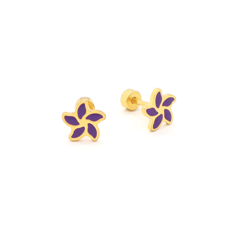 Fashionable Custom Wholesale Flower Earrings Stud Jewelry Women Gift Gold Plated Enamel Flower Stainless Steel Stud Earrings