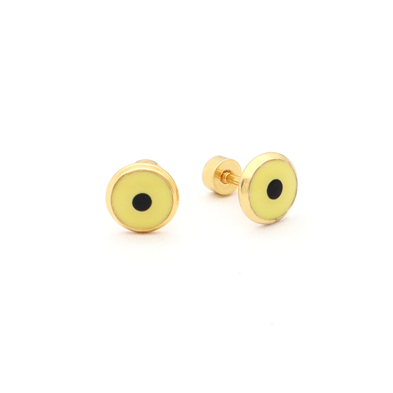 Fashion Design Wholesale Custom Yellow White Blue Black Jewelry Gold Plated Evil Eyes Stainless Steel Stud Earrings For Women