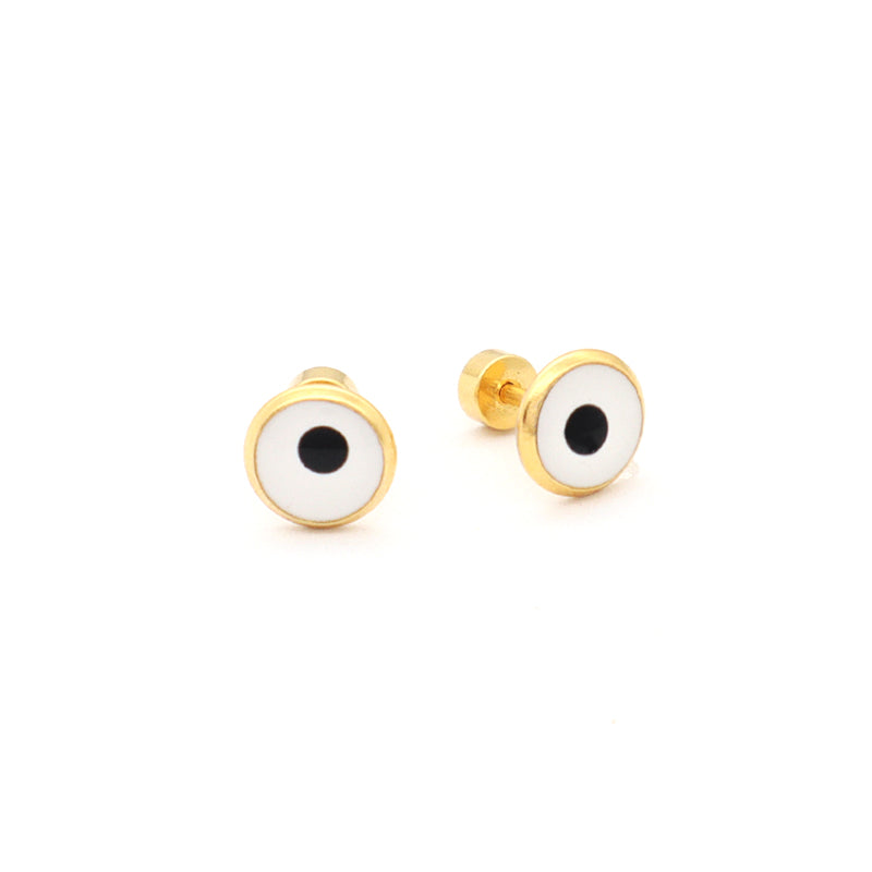 Fashion Design Wholesale Custom Yellow White Blue Black Jewelry Gold Plated Evil Eyes Stainless Steel Stud Earrings For Women