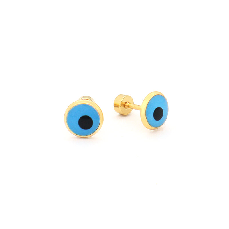 Fashion Design Wholesale Custom Yellow White Blue Black Jewelry Gold Plated Evil Eyes Stainless Steel Stud Earrings For Women