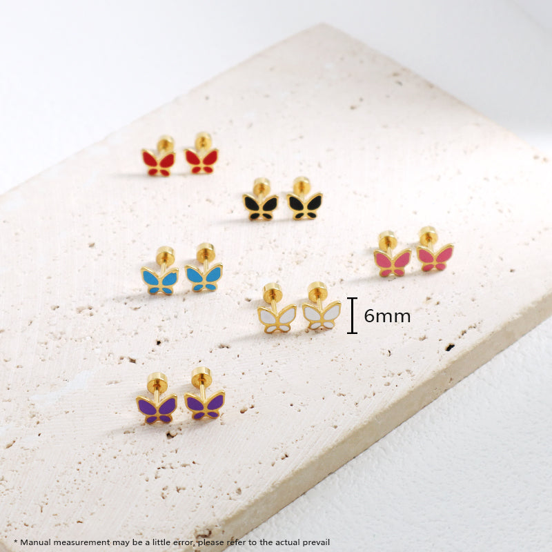 Custom Fashion Wholesale Butterfly Earring Stud Jewelry Gift Gold Plated Stainless Steel Butterfly Stud Earrings For Women