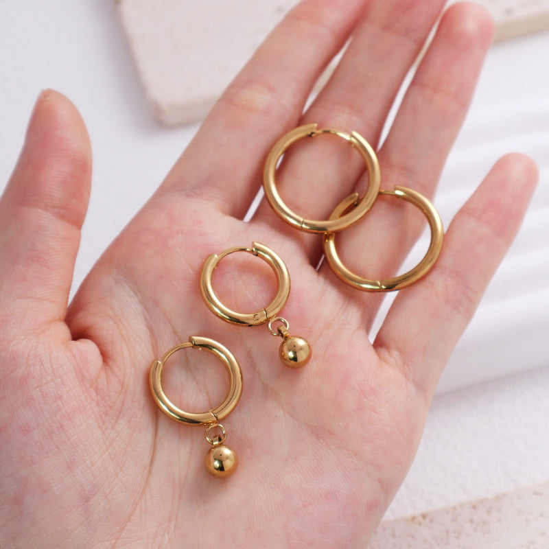 Newest Fashion Huggie Hoop Earring Women Gift Jewelry Wholesale Factory Custom Gold Plated Stainless Steel Hoop Earrings